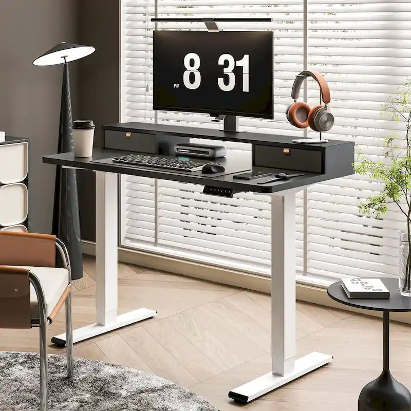 FlexiSpot 48x24/55x24 Ergonomic Height Adjustable Standing Desk with 2 Drawers, Monitor Stand Computer Desk