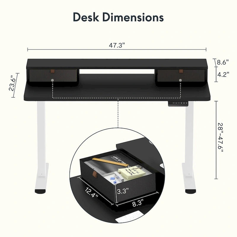 FlexiSpot 48x24/55x24 Ergonomic Height Adjustable Standing Desk with 2 Drawers, Monitor Stand Computer Desk