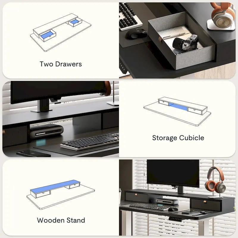 FlexiSpot 48x24/55x24 Ergonomic Height Adjustable Standing Desk with 2 Drawers, Monitor Stand Computer Desk