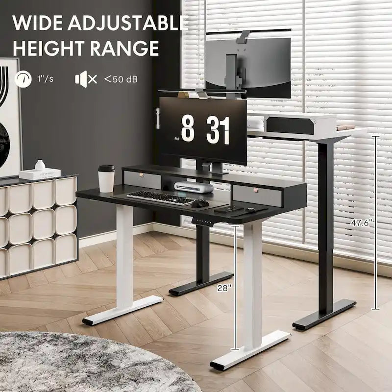 FlexiSpot 48x24/55x24 Ergonomic Height Adjustable Standing Desk with 2 Drawers, Monitor Stand Computer Desk
