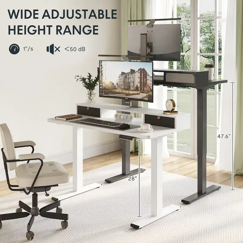 FlexiSpot 48x24/55x24 Ergonomic Height Adjustable Standing Desk with 2 Drawers, Monitor Stand Computer Desk