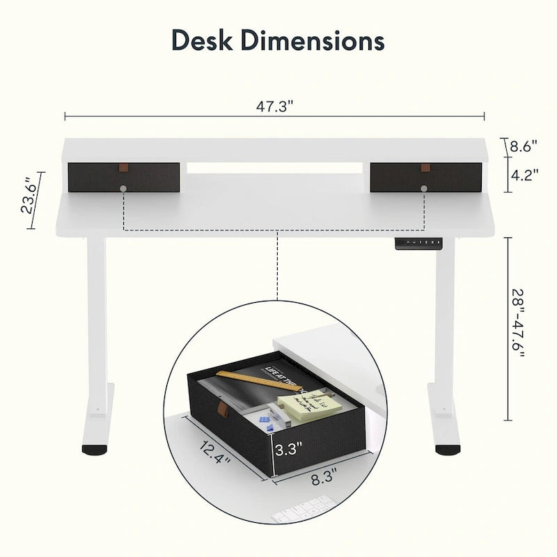 FlexiSpot 48x24/55x24 Ergonomic Height Adjustable Standing Desk with 2 Drawers, Monitor Stand Computer Desk