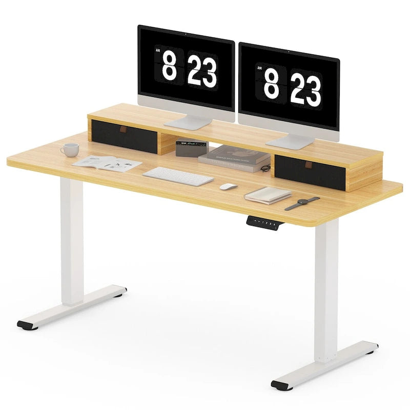 FlexiSpot 48x24/55x24 Ergonomic Height Adjustable Standing Desk with 2 Drawers, Monitor Stand Computer Desk