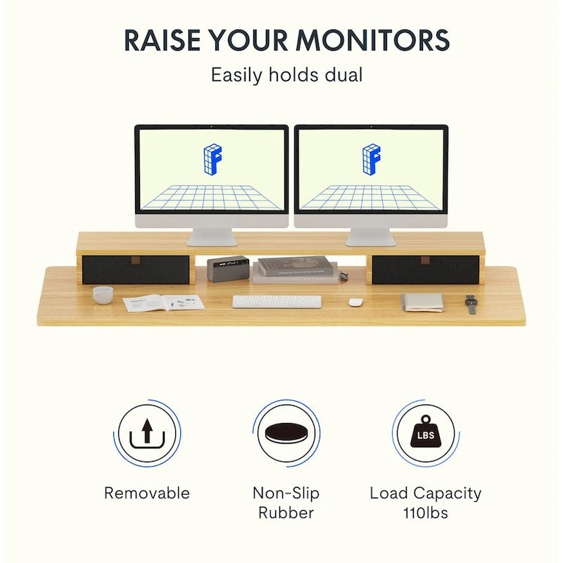 FlexiSpot 48x24/55x24 Ergonomic Height Adjustable Standing Desk with 2 Drawers, Monitor Stand Computer Desk