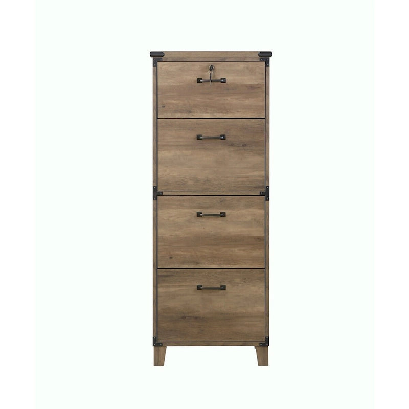 Oxford Farmhouse Rustic Oak 4-Drawer Lateral File
