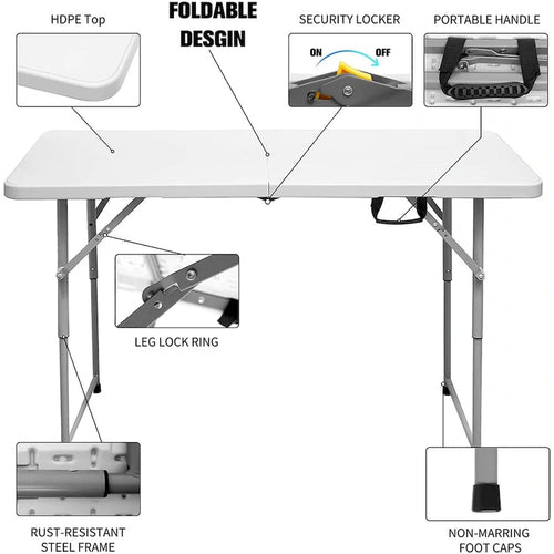 4 ft. Folding Table with Durable Resin Surface