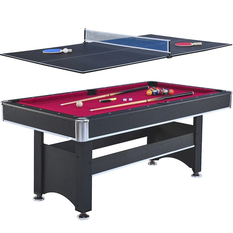 6-ft Pool Table with Table Tennis Top