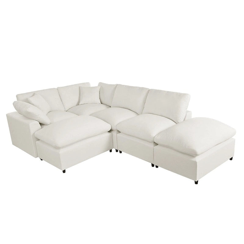 Modern U-Shape Sectional Sofa, 2 Large Chaise with Removable Ottomans