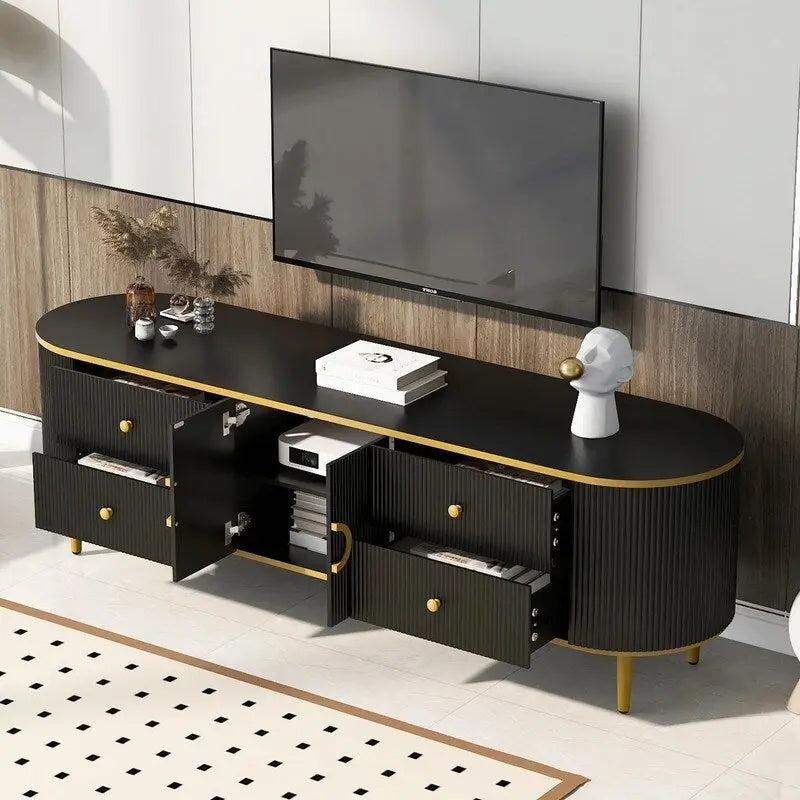 Modern TV Stand for TVs up to 80 Inches, Entertainment Center with Drawers and Cabinet