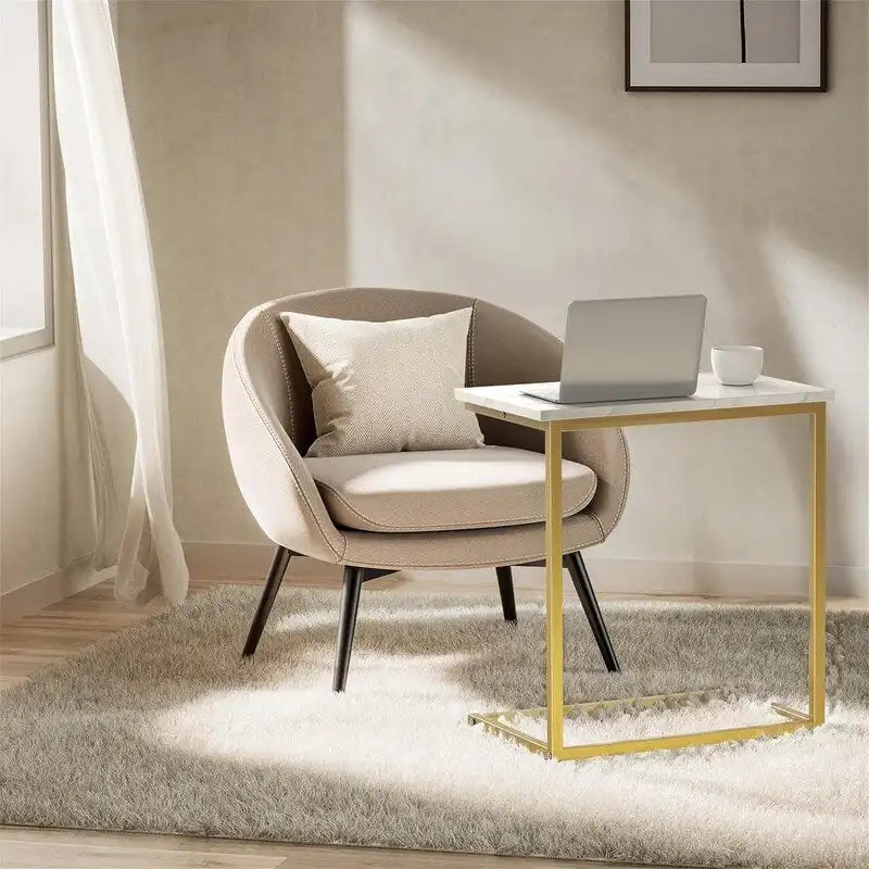 C Shaped End Table 27 inches High - 11.8D x 19.7W x 27H