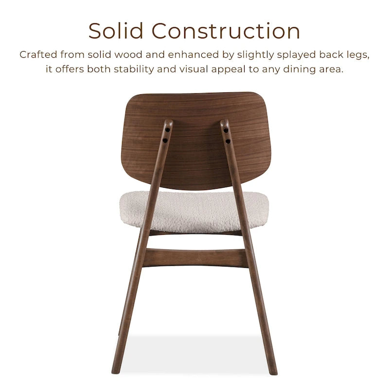Furniture of America Beau I Mid-century 2-Pack Walnut Dining Chair Set with Boucle Seats