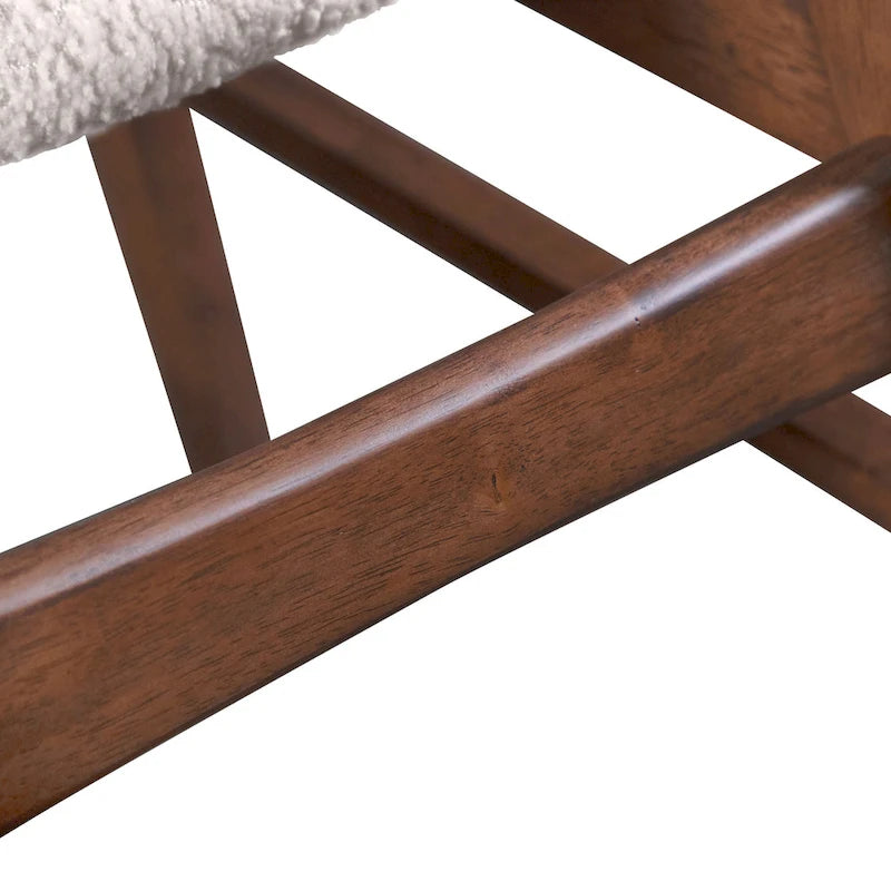 Furniture of America Beau I Mid-century 2-Pack Walnut Dining Chair Set with Boucle Seats