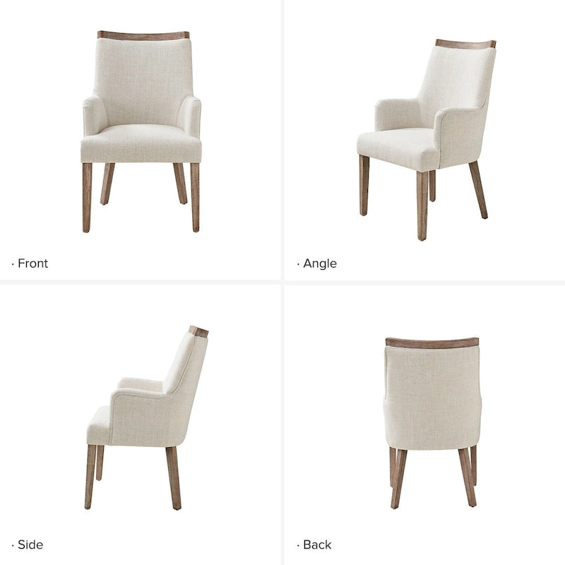 Albert Farmhouse Upholstered Solid Wood Dining Chair Set of 2 by HULALA HOME