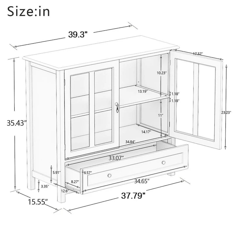 Versatile Storage Cabinet Glass Doors Buffet/Sideboard