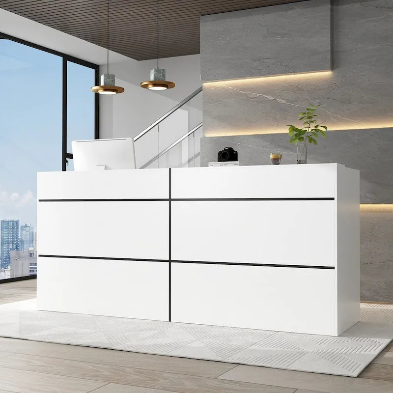 Reception Desk with Counter, Modern Front Desk Reception Room Table