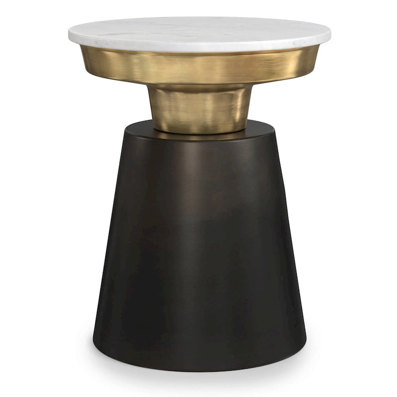 WYNDENHALL Arna Contemporary 16 inch Wide Metal Side Table in Black, Gold - 16D x 16W x 19.5H