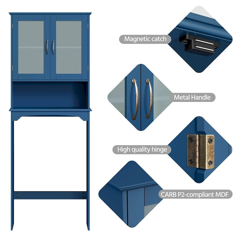 Yaheetech Bathroom Organizer Over The Toilet,2-Door,1 Open-Shelf