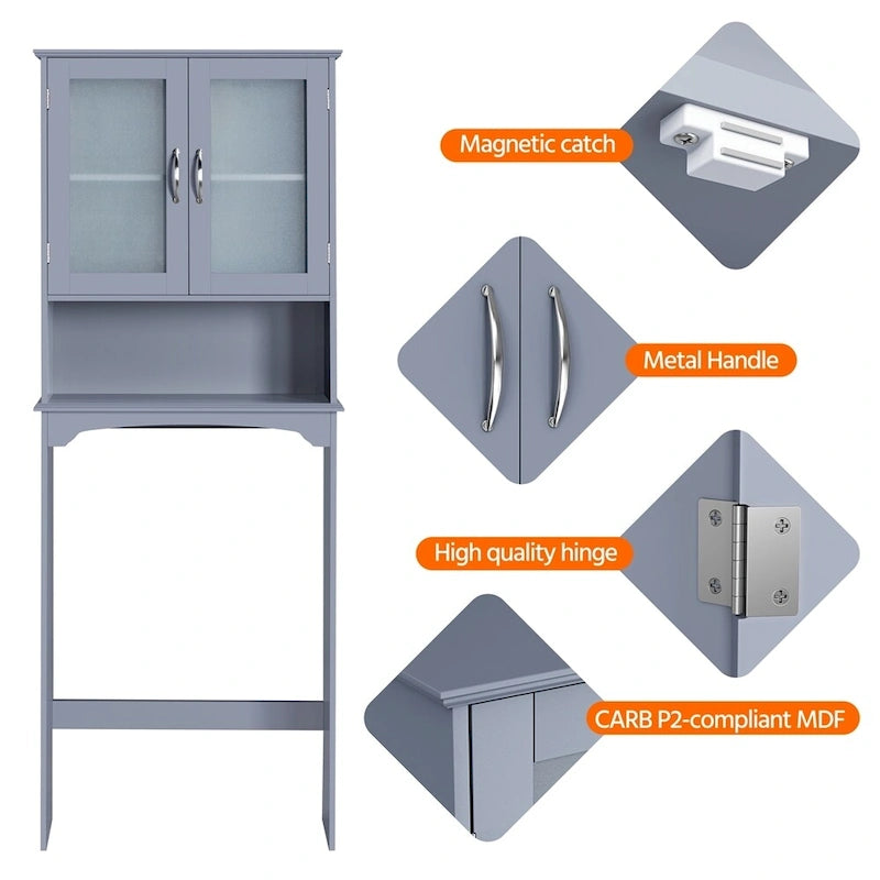 Yaheetech Bathroom Organizer Over The Toilet,2-Door,1 Open-Shelf
