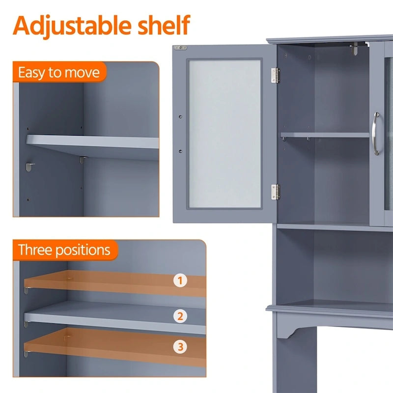Yaheetech Bathroom Organizer Over The Toilet,2-Door,1 Open-Shelf
