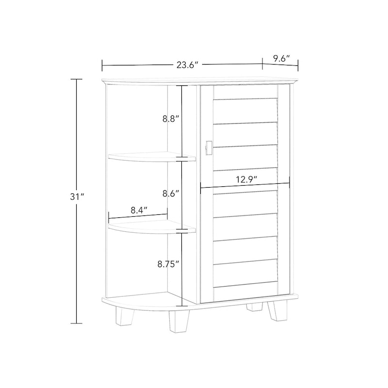 RiverRidge Brookfield Single Door Floor Bathroom Laundry Storage Cabinet Organizer; Adjustable and Fixed Shelves - White