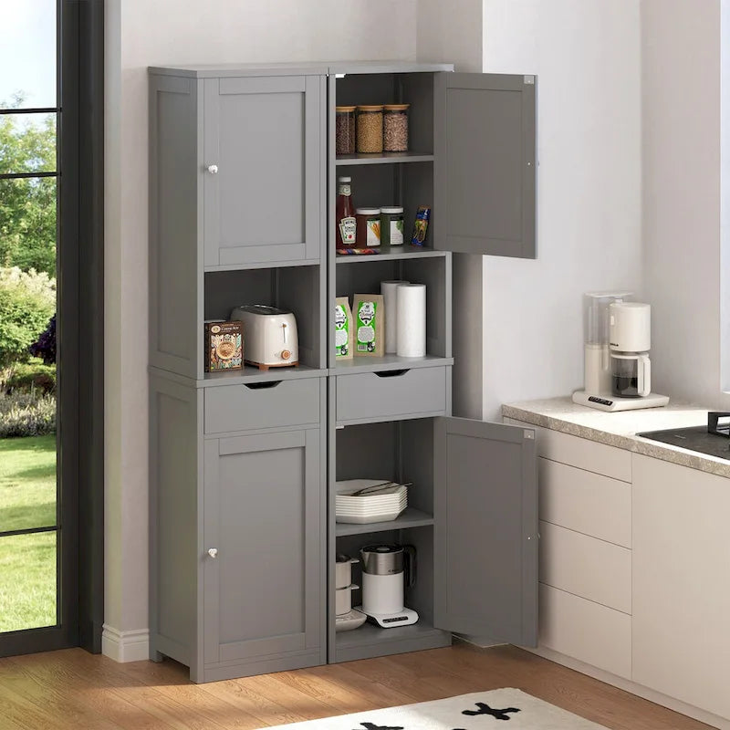 Futzca Tall Bathroom Storage Cabine, 64H Freestanding Narrow Storage Pantry Cabinet
