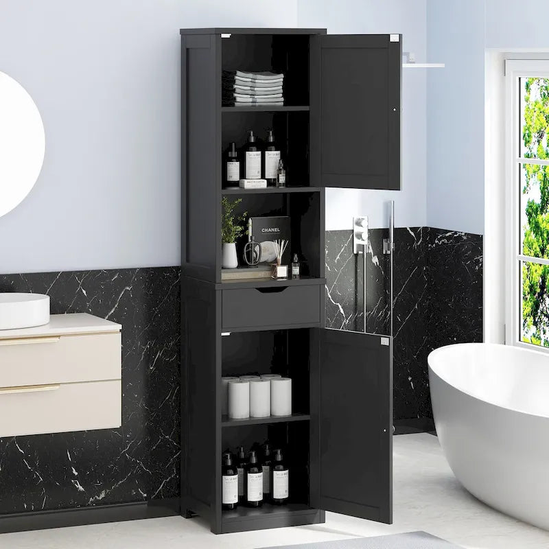 Futzca Tall Bathroom Storage Cabine, 64H Freestanding Narrow Storage Pantry Cabinet