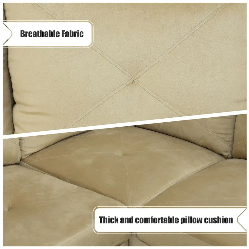3-Piece Upholstered Sectional Sofa Set With Storage Ottoman