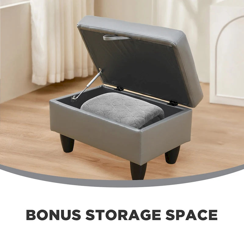 3-Piece Upholstered Sectional Sofa Set With Storage Ottoman