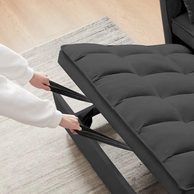 Modern Velvet Loveseat Futon Sofa Couch Pullout Bed,Small Love Seat