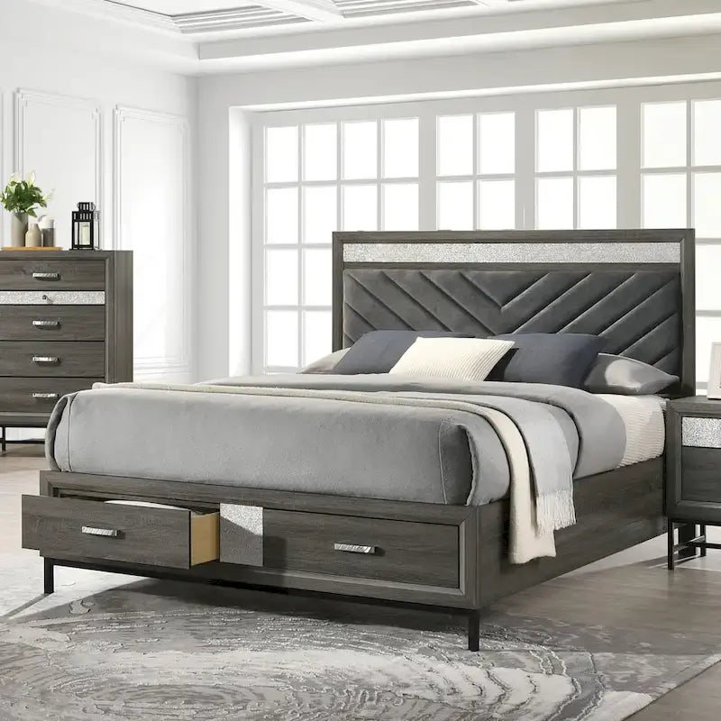 Furniture of America Heinisk Contemporary Grey 3-Piece Platform Bedroom Set