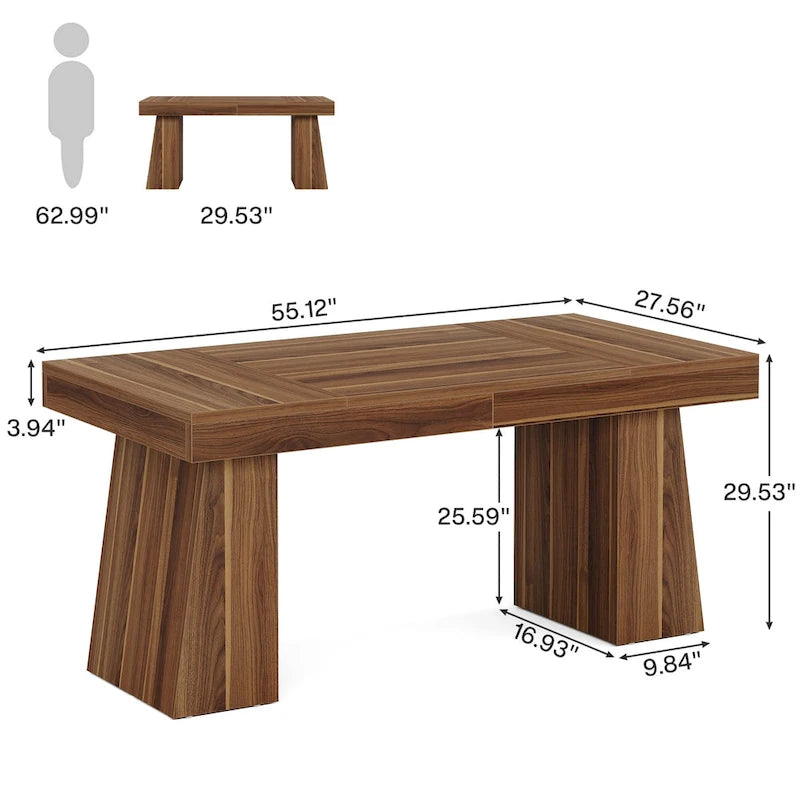 Brown Wood Mid-Century Executive Desk for Home Office
