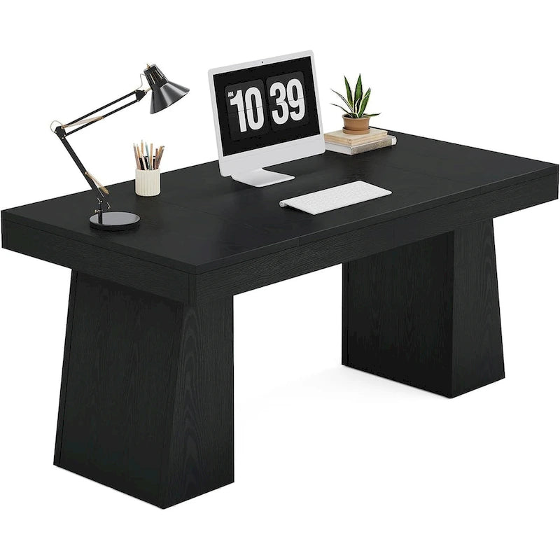 Brown Wood Mid-Century Executive Desk for Home Office